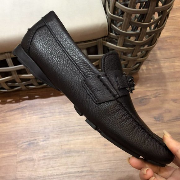 NEW Authentic Versace Greca Medusa Black Pebbled Leather Loafers main image 3